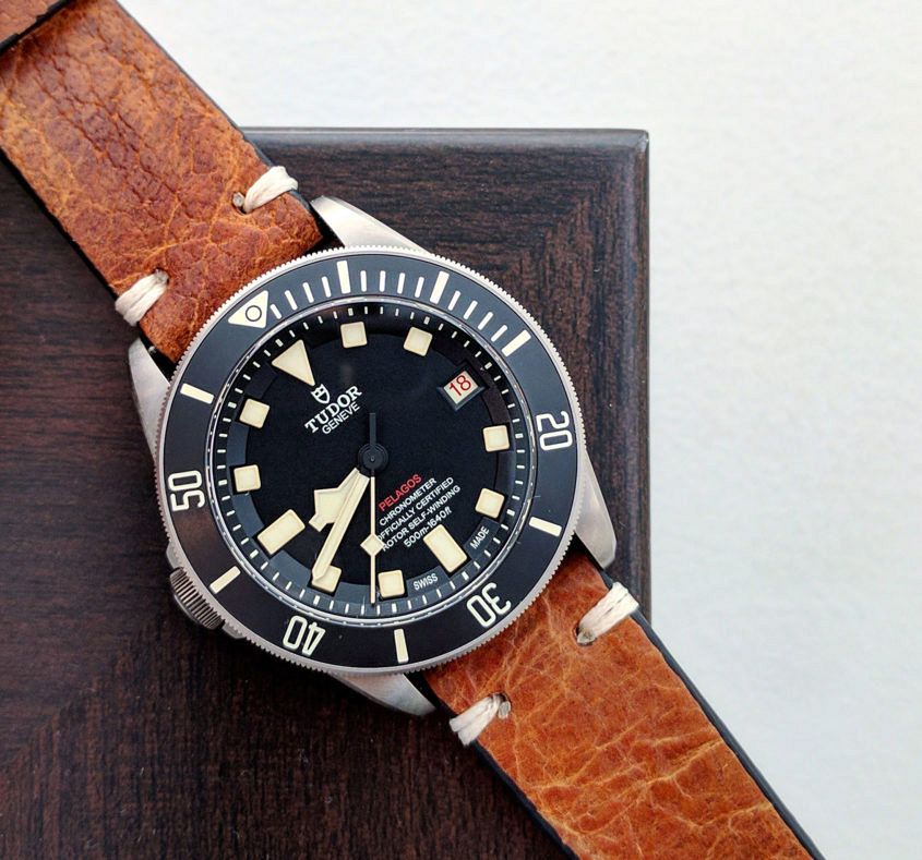 Tudor Pelagos LHD on brown leather strap review