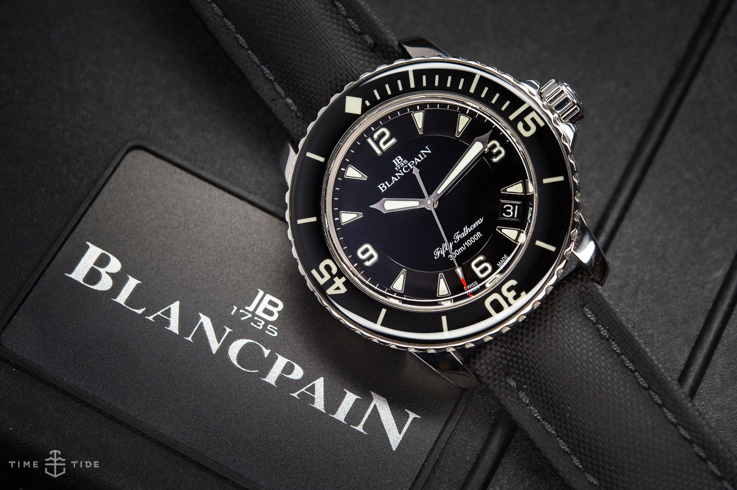 blancpain fifty fathoms on wrist