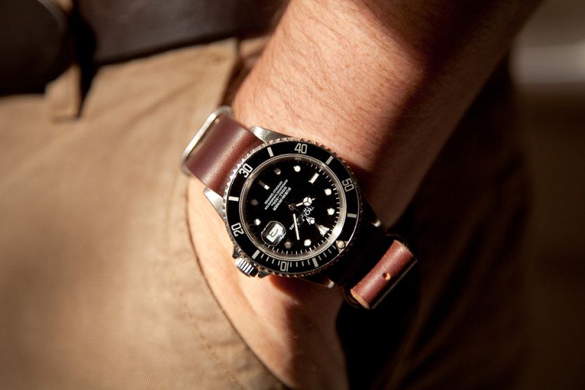 Submariner-on-leather-nato