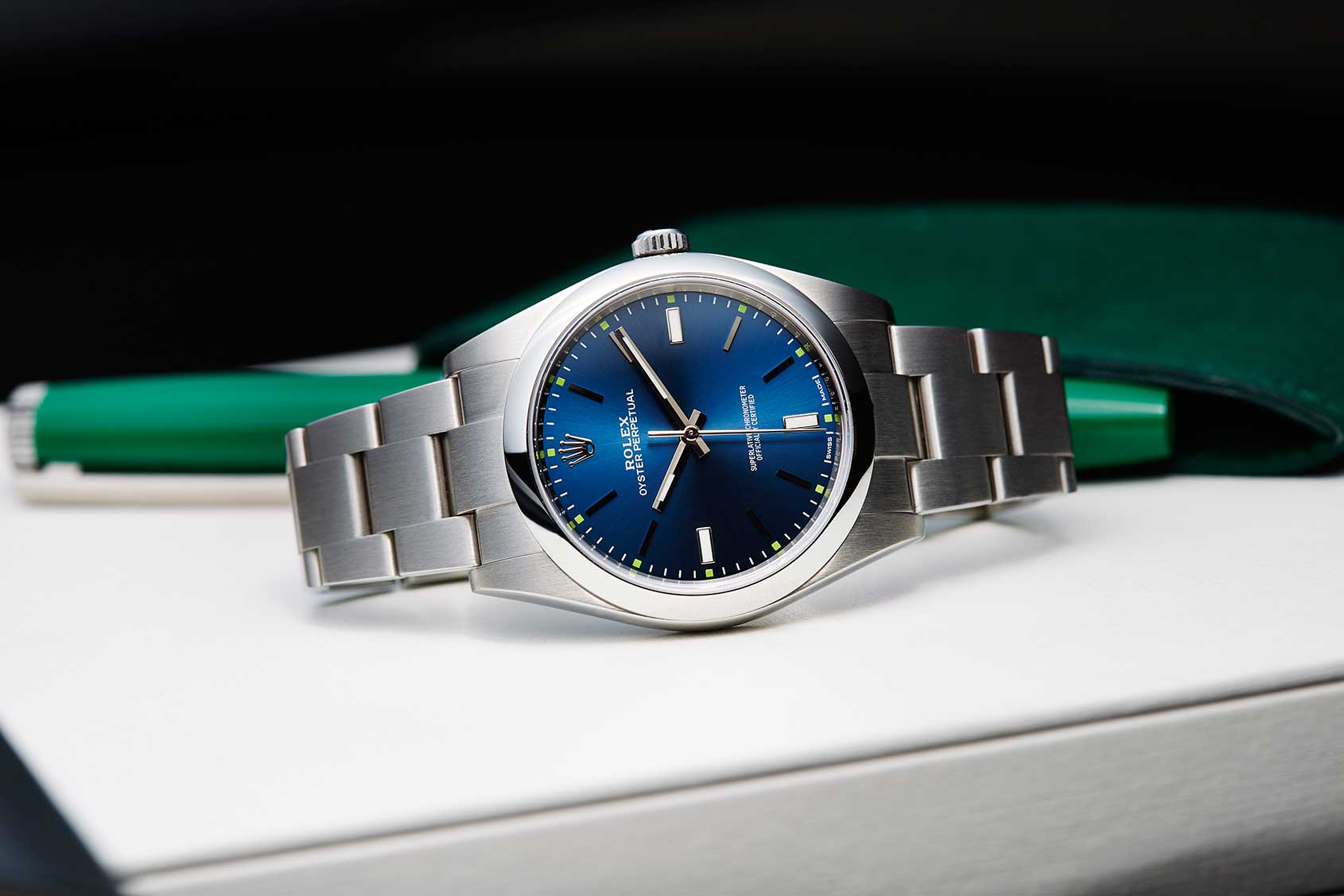 rolex oyster perpetual 39mm blue dial