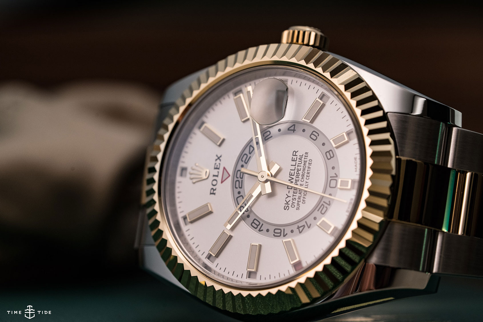 rolex sky dweller two tone review