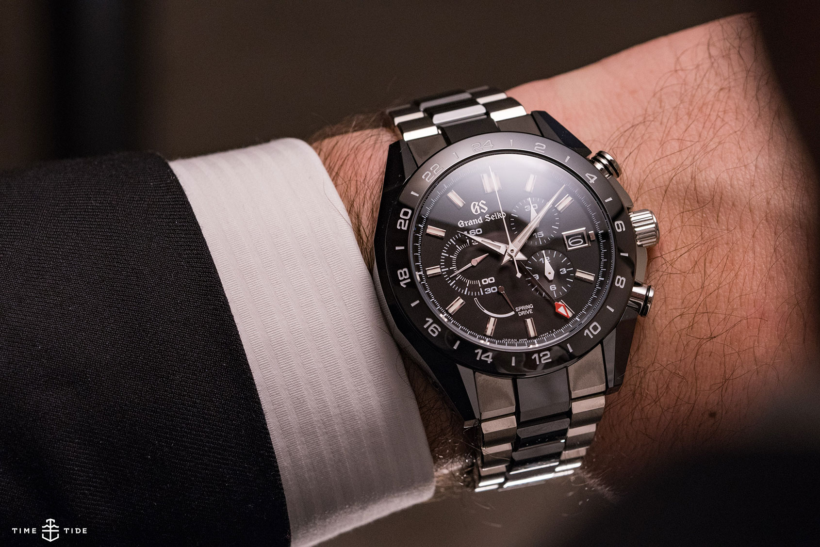 Grand Seiko Black Ceramic Spring Drive Chronograph GMT Ref. SBGC221 –  Hands-on Review