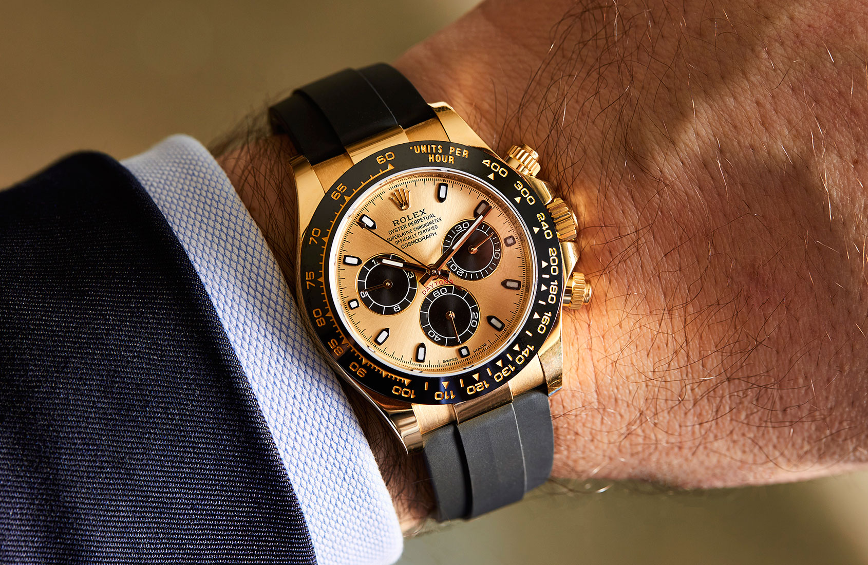 gold daytona rubber strap