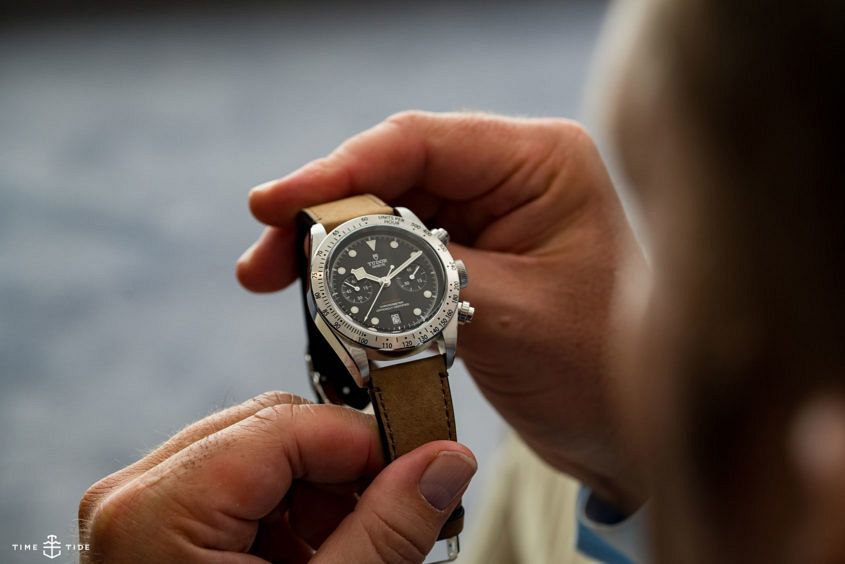 Tudor Black Bay Chrono on leather strap