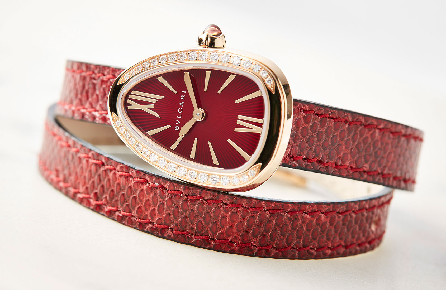 bulgari serpenti leather strap watch