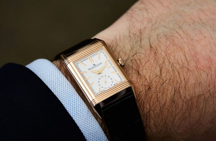 Jaeger LeCoultre Reverso Tribute Duoface in Pink Gold Hands on