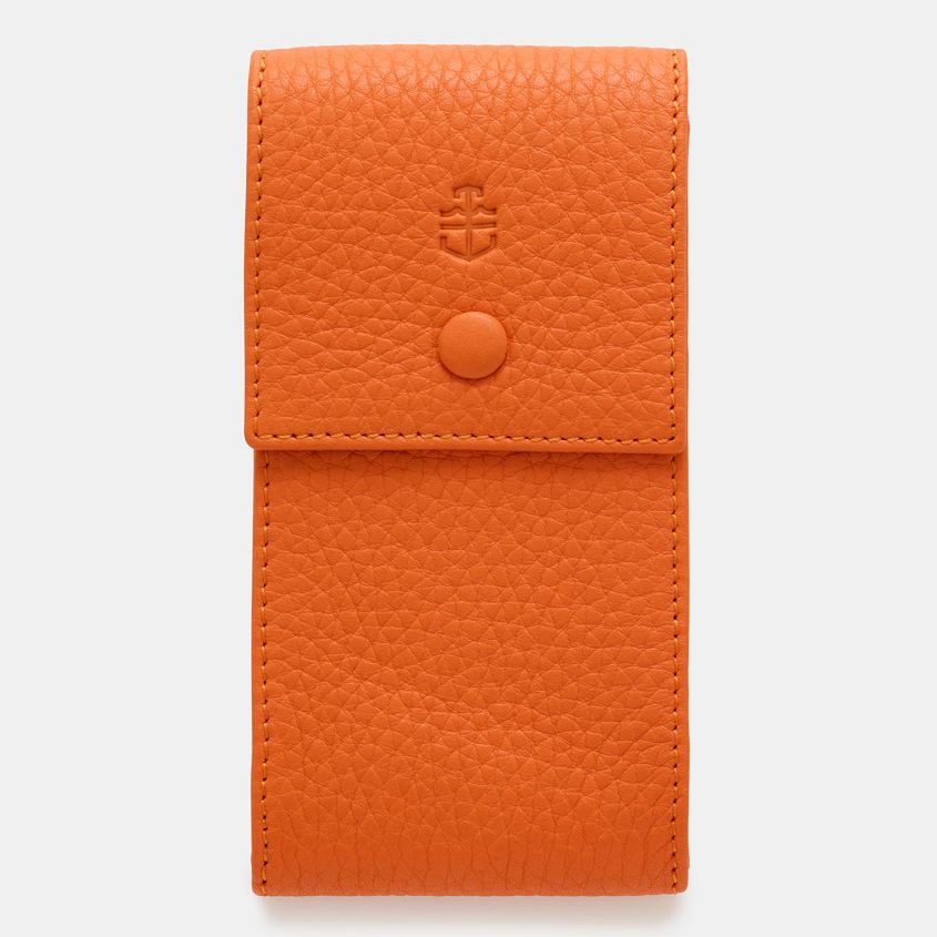 Orange-Elegant-Leather-Watch-Pouch-Front