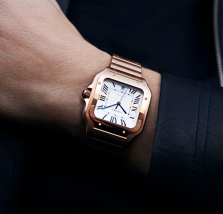 cartier rose gold santos watch