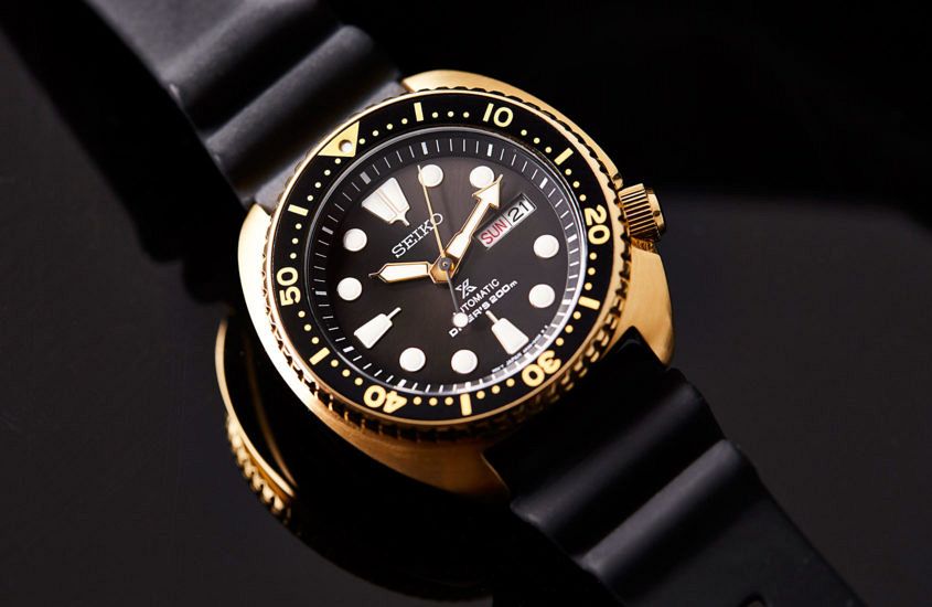 Seiko prospex clearance black and gold