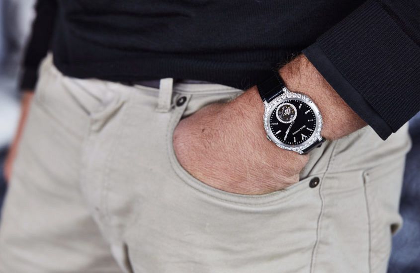 Louis Vuitton watch on wrist
