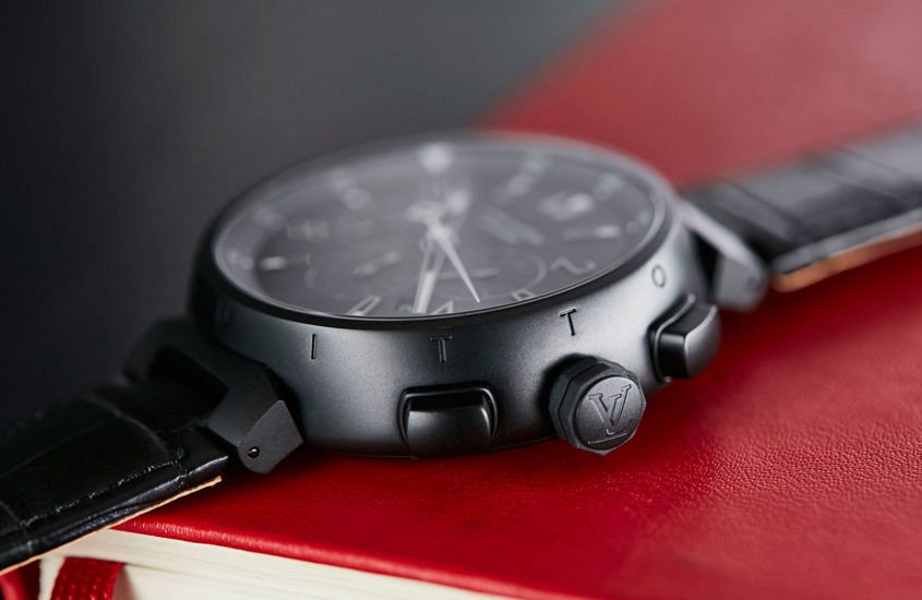 Tambour chronographe watch Louis Vuitton Black in Steel - 33237039