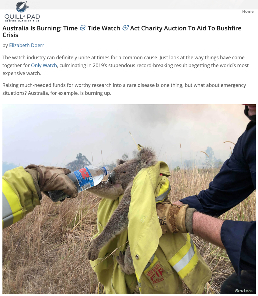 Australian bushfire crisis watch auction
