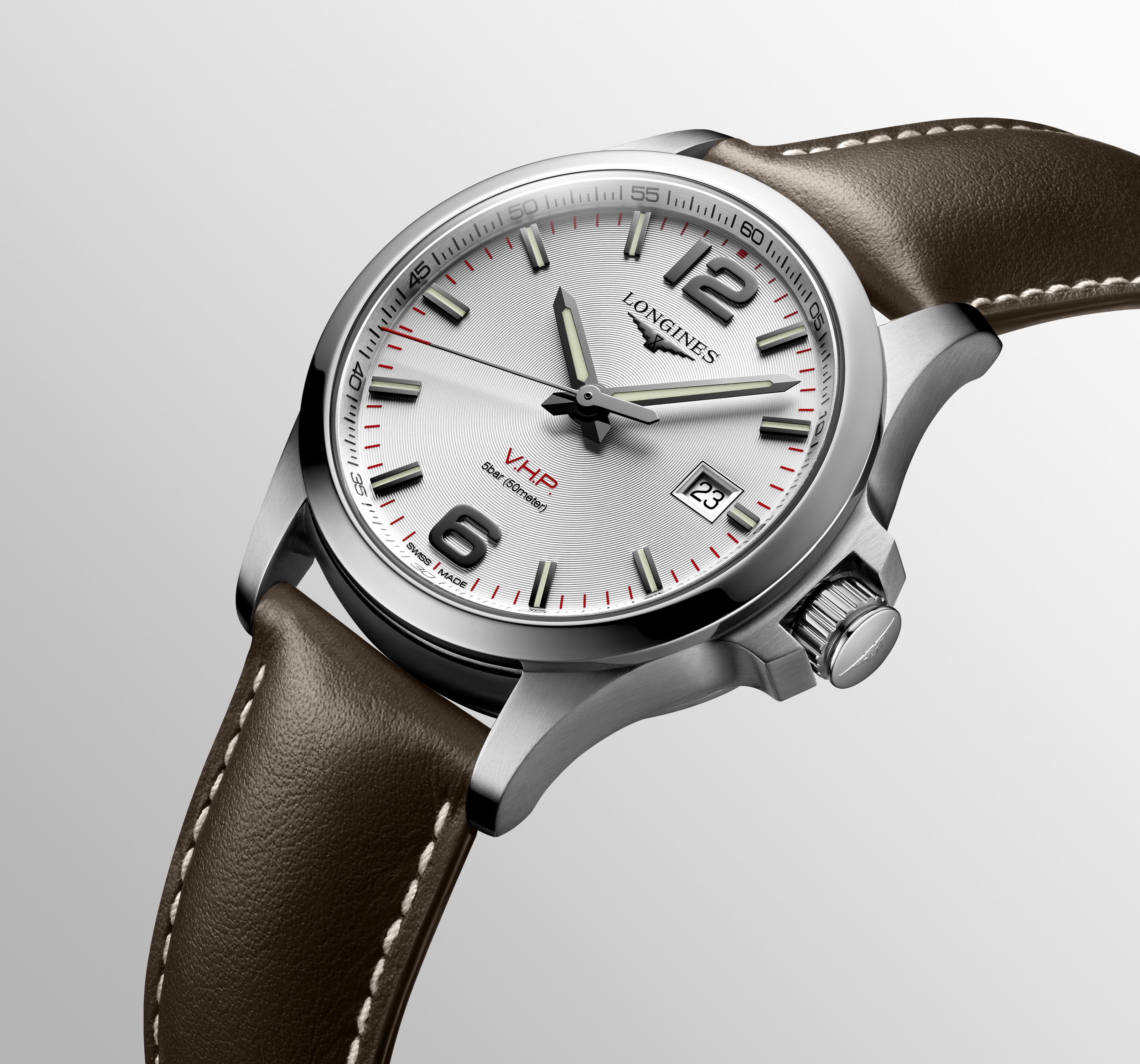 The Longines Conquest V.H.P. Collection now comes on a leather strap