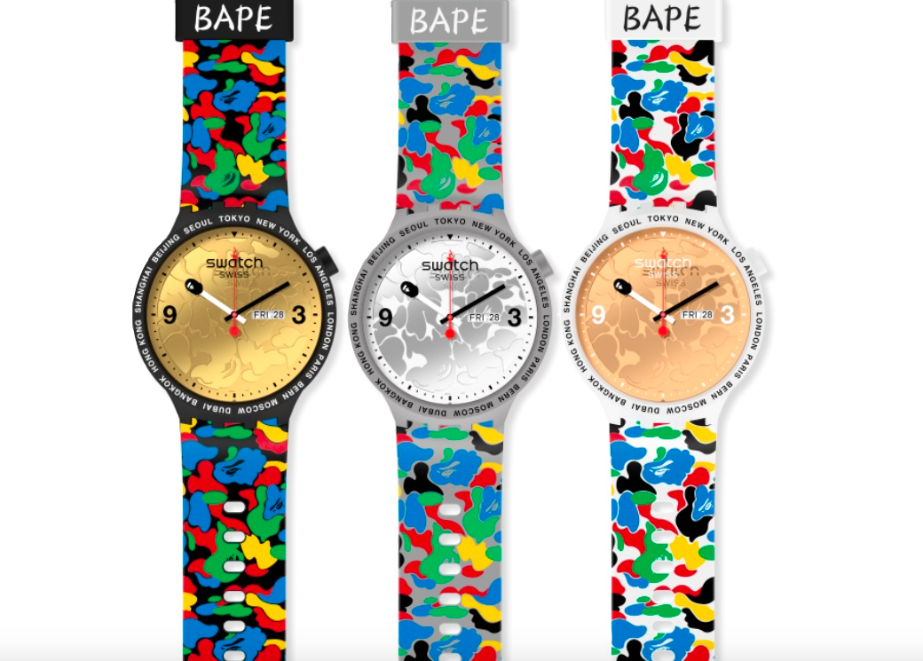 BAPE swatch BIG BOLD WORLD M スウォッチ 腕時計-