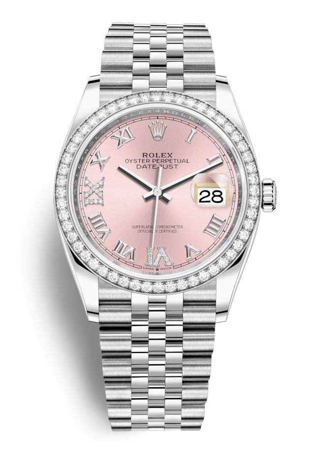 pink face rolex with diamonds