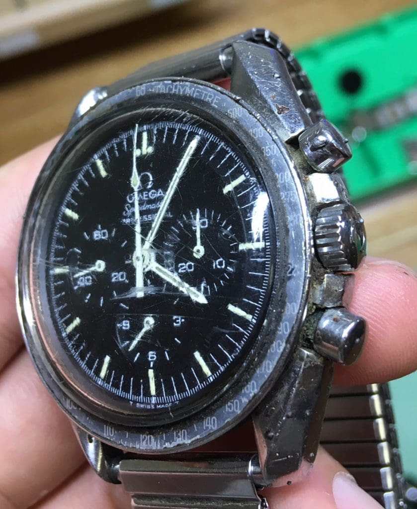 Bringing one of the most badly abused Omega Speedmasters we’ve ever seen back from the dead