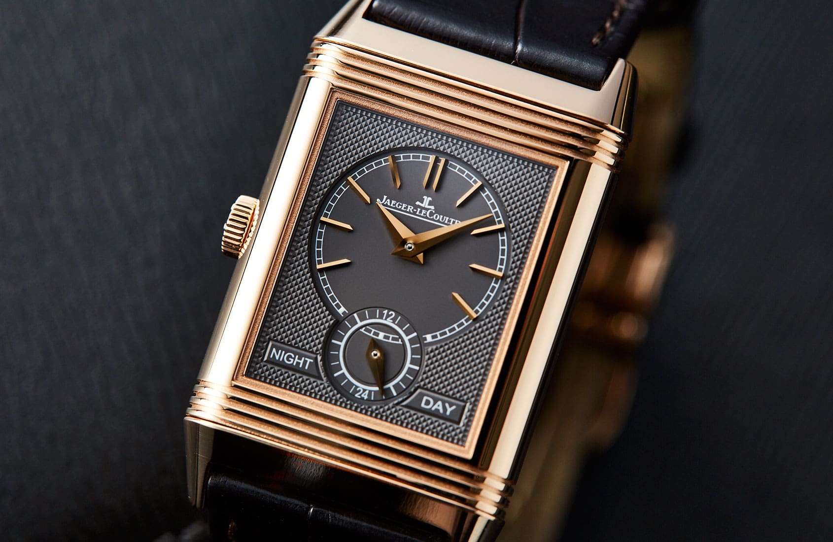 Two faces, both awesome. The Jaeger-LeCoultre Reverso Tribute Duoface in pink gold