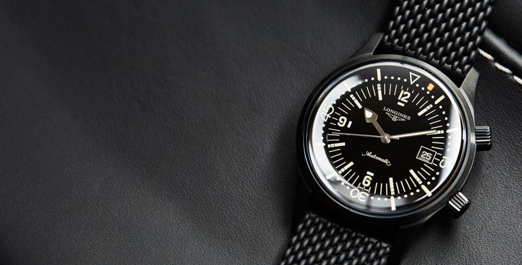 The Longines Legend Diver Black is now available for pre-sale in our shop – with a sweetener