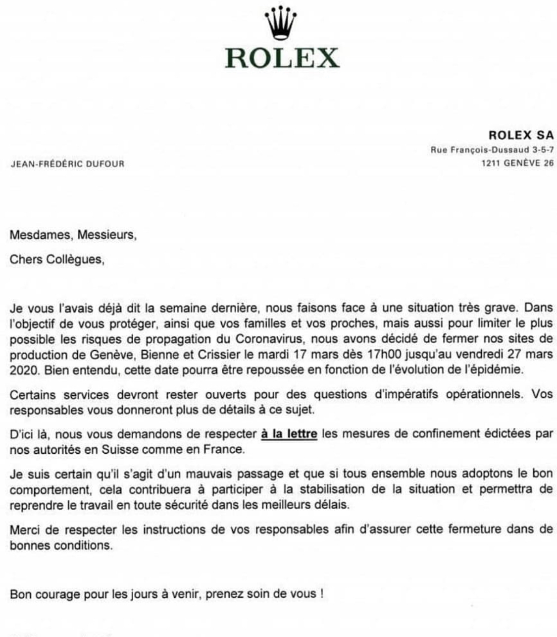 BREAKING NEWS: Rolex shuts down production for 10 days, closing three factories