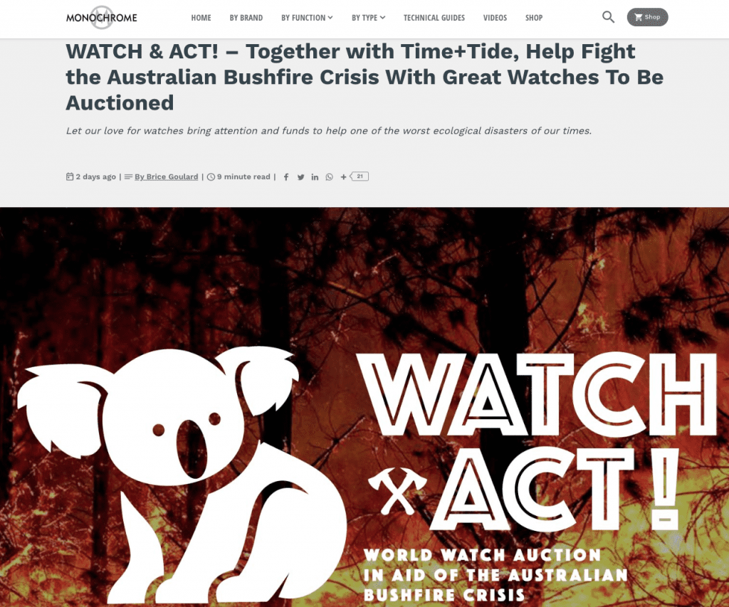 The world’s watch media unites to support our Australian bushfire crisis watch auction
