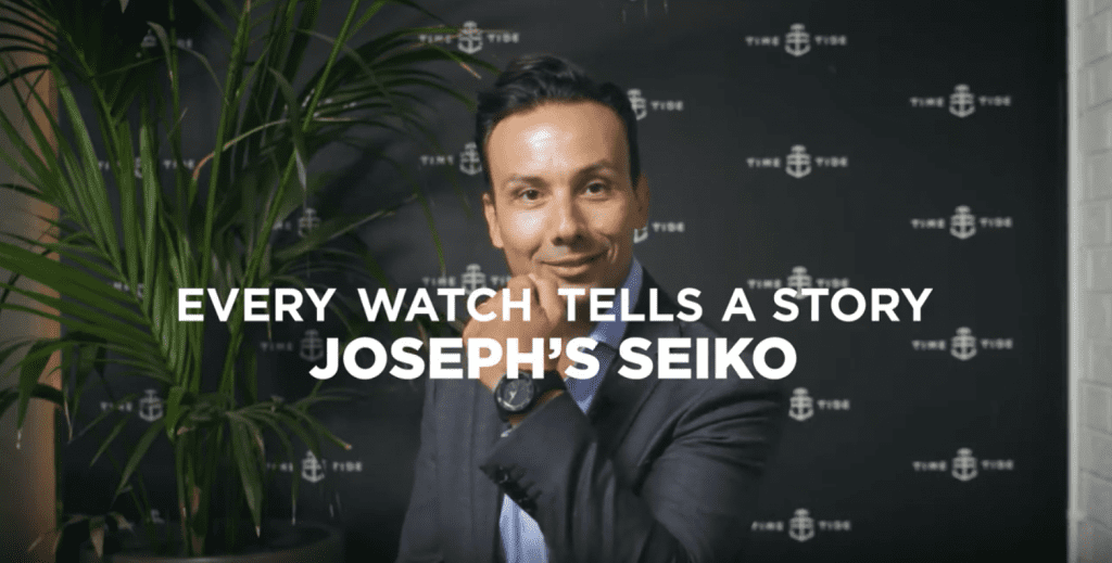 EVERY WATCH TELLS A STORY: Joseph’s murdered out Seiko 5 Sports SRPD79K1 on integrated rubber Crafter Blue strap is a cold killer