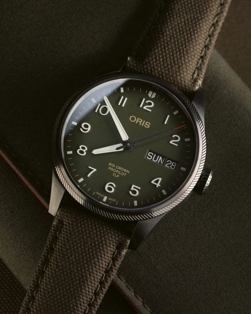 INTRODUCING: The Oris Pro Pilot TLP Limited Edition soars with a distinctive olive green dial