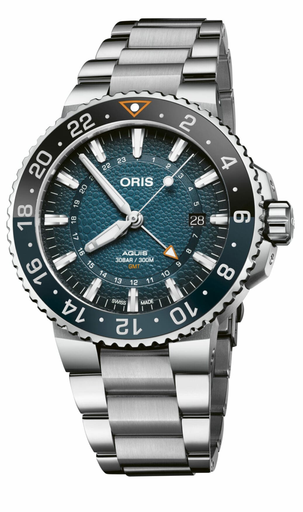 INTRODUCING: The Oris Whale Shark Aquis GMT has a textured dial with a bubbly personality