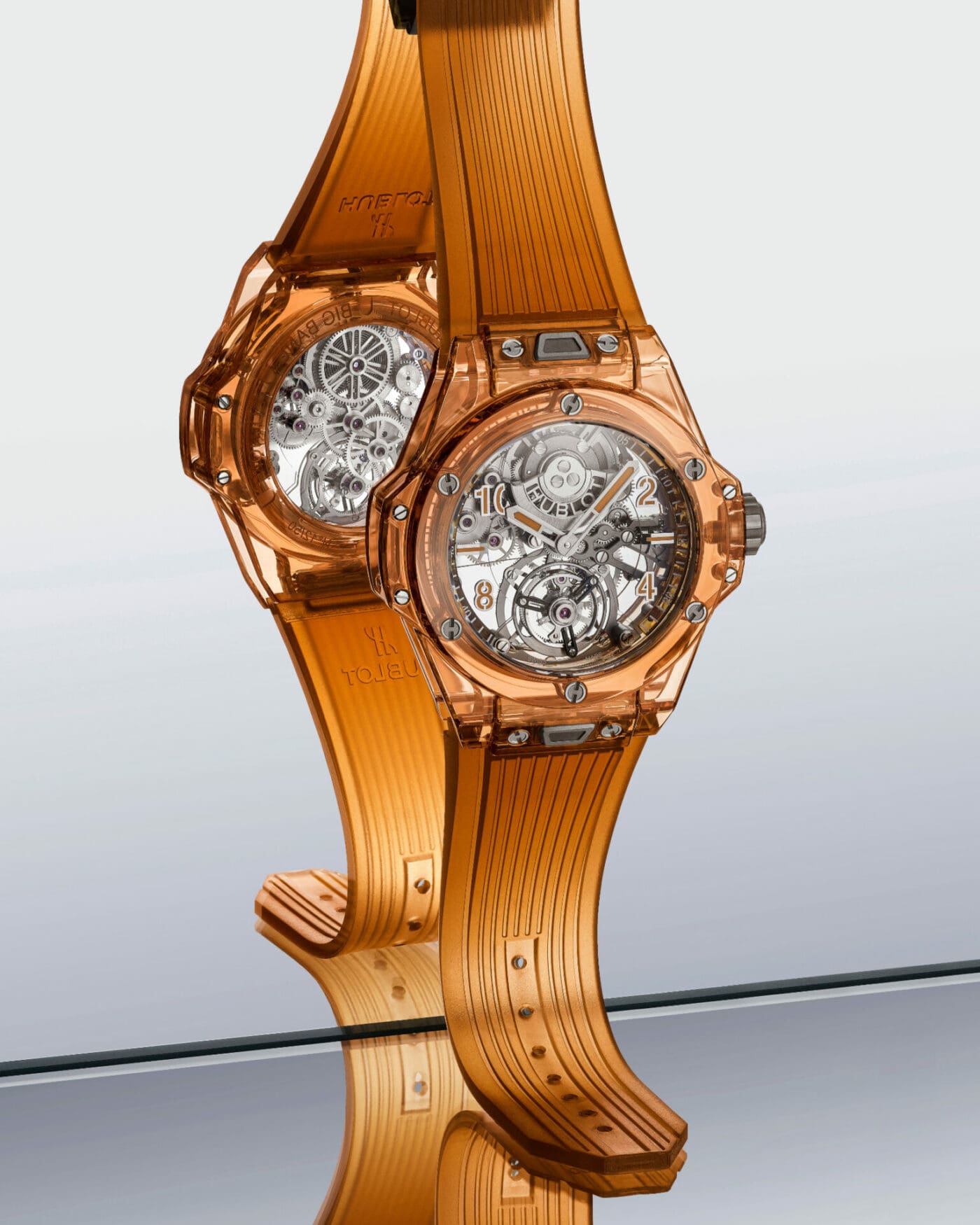 INTRODUCING: The juiced up Hublot Big Bang Tourbillon Automatic Orange Sapphire adds another shade to the wristflex rainbow