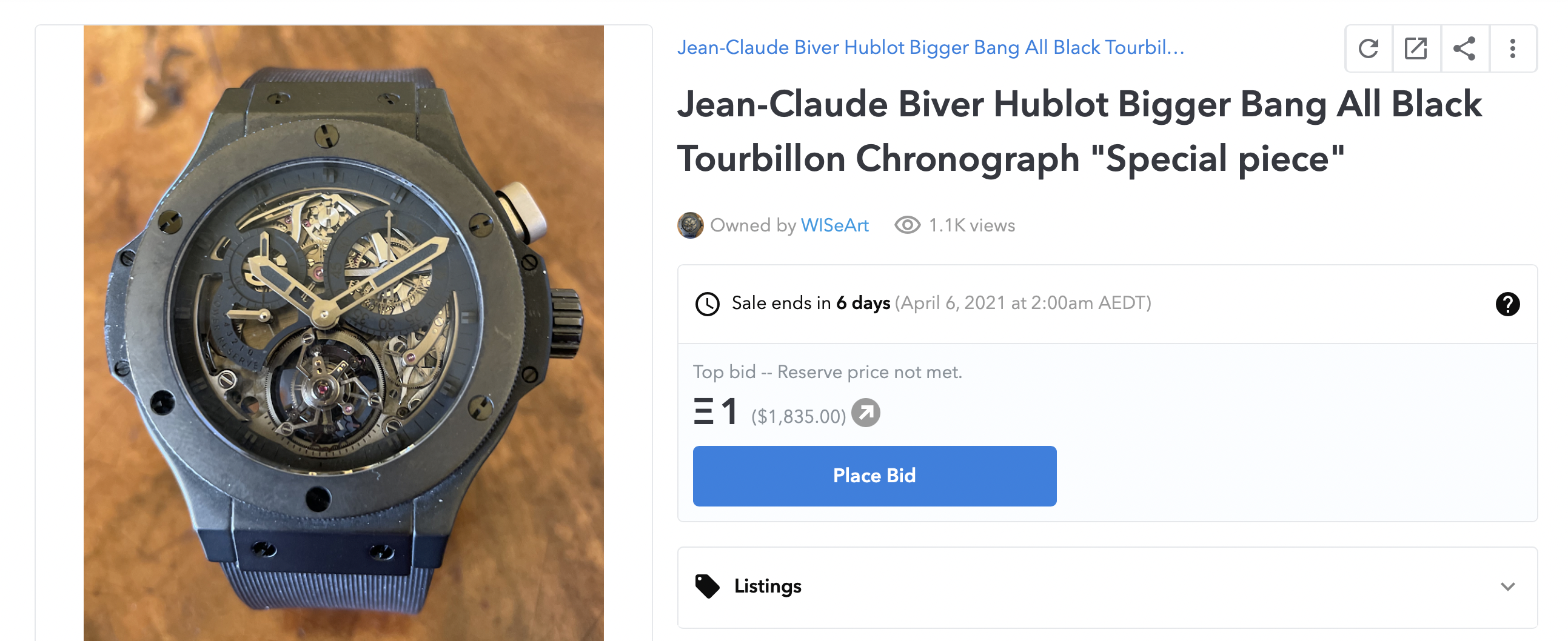 Watches Enter NFT Space with Digital Edition of Famed Biver Hublot