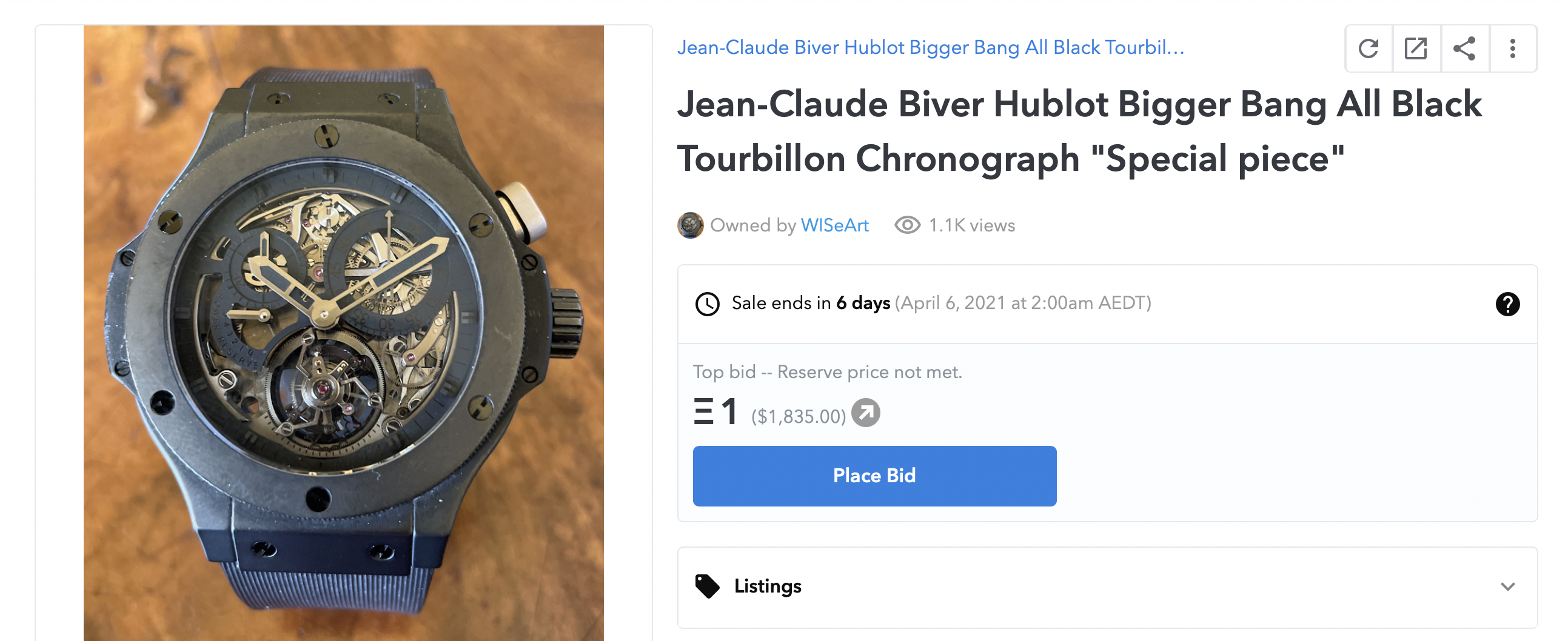 Jean-Claude Biver & WISeKey Auction First NFT Backed Luxury Watch