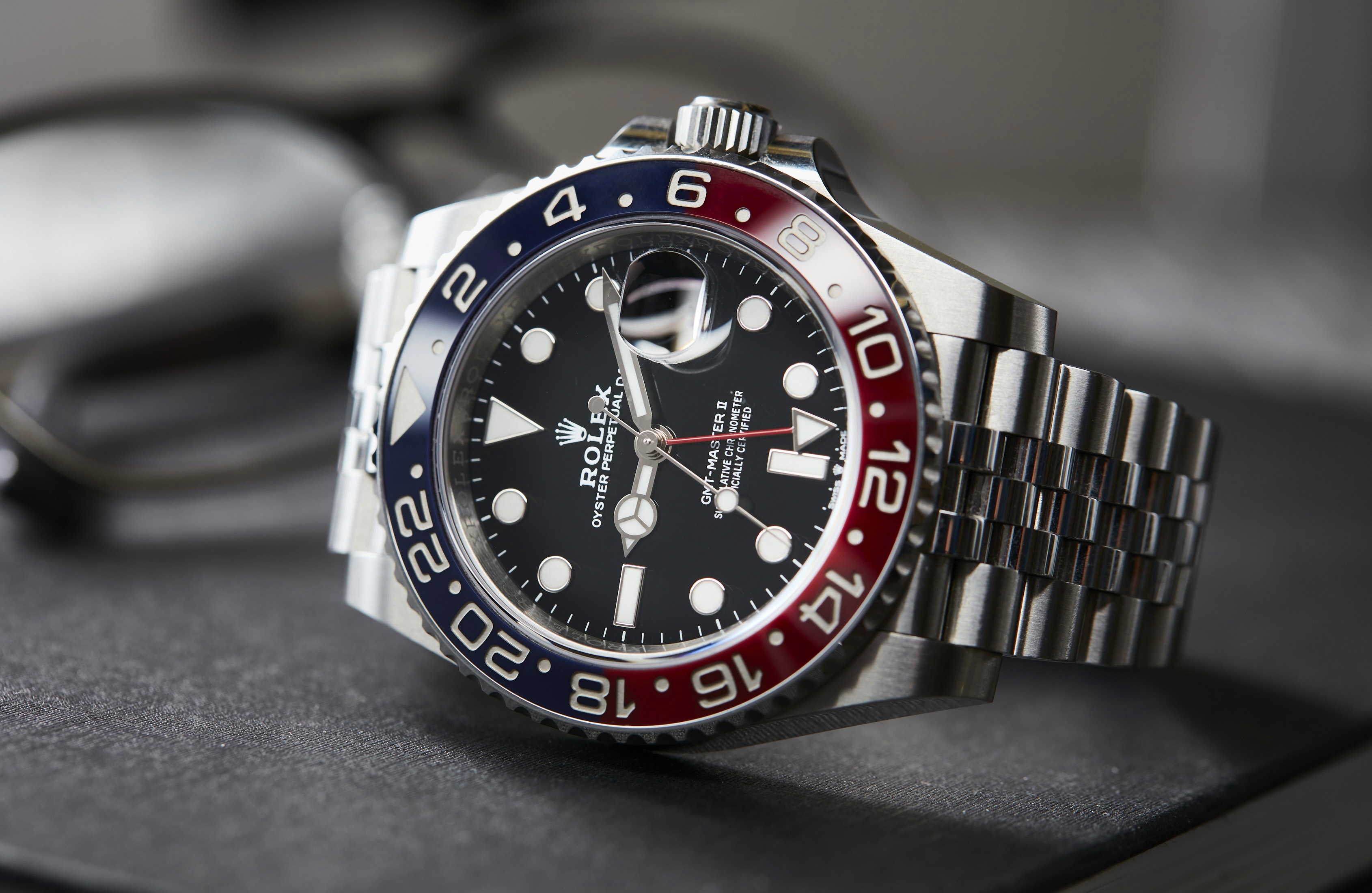 wrist with the Rolex GMT-Master II Pepsi