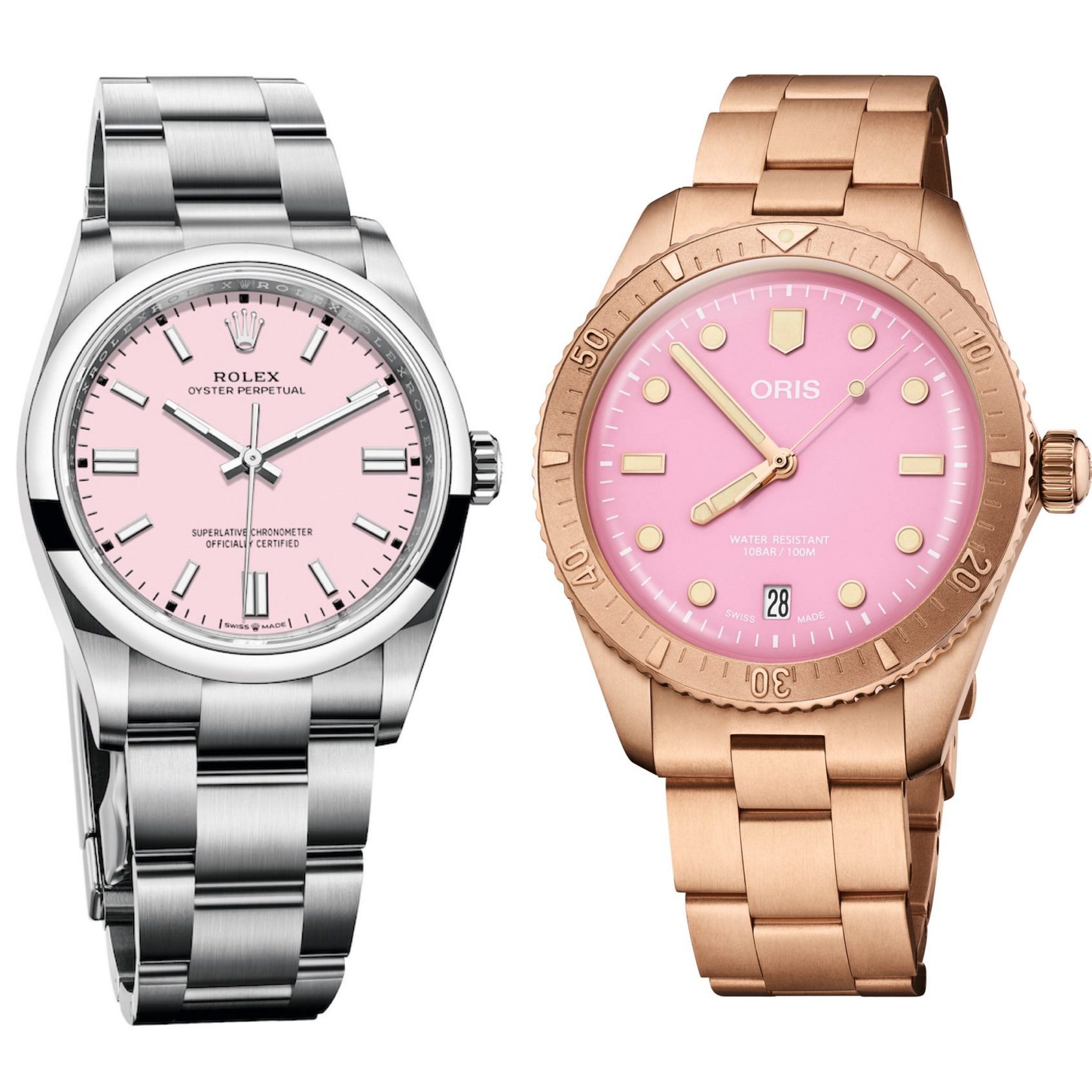 How do the Oris Cotton Candy and Rolex OP dials compare?