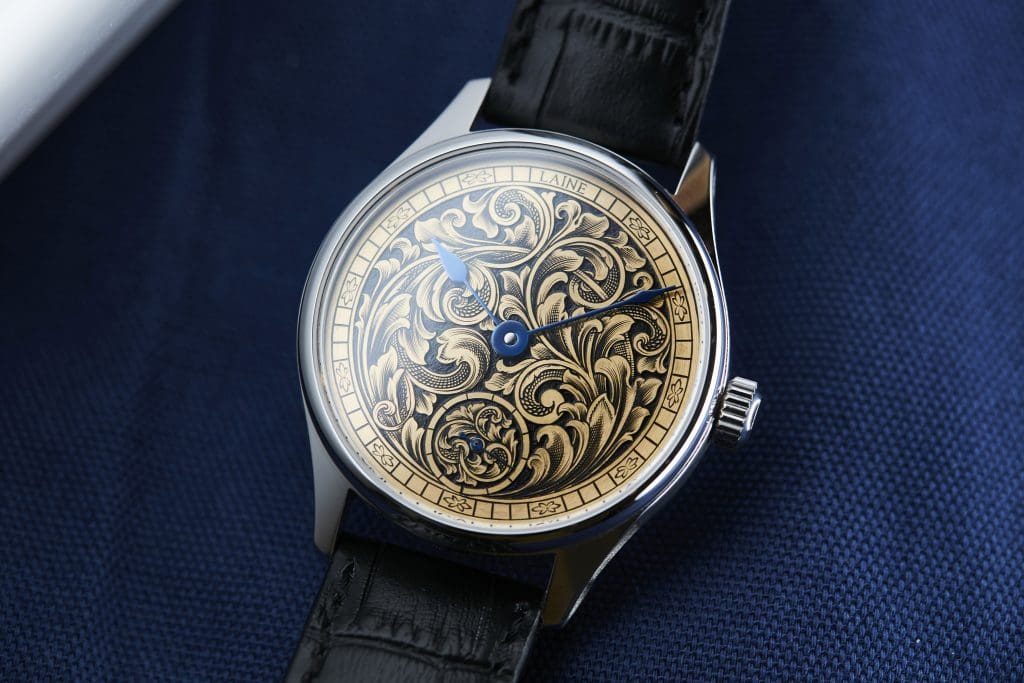 Prepare to be mesmerised by the dial of the Laine 1817 engraved first series