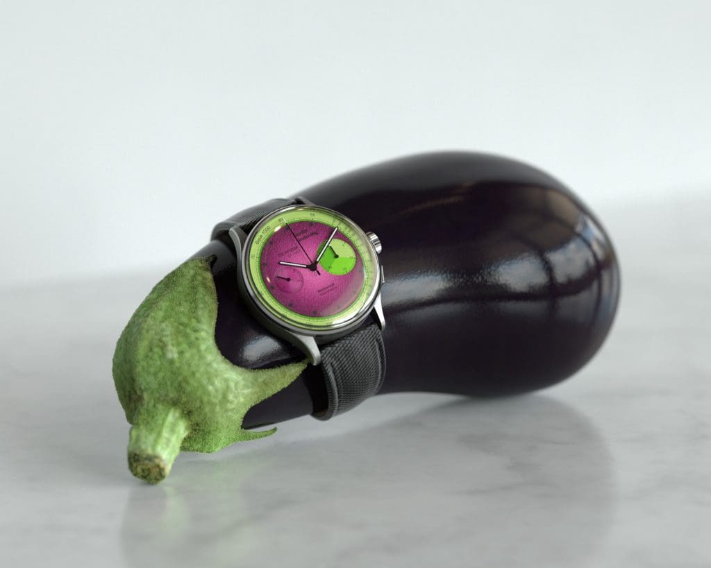 Studio Underd0g makes the world’s first ever watch with a dial made from eggplant