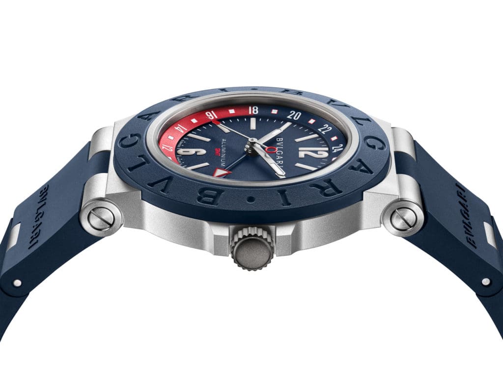 The Bulgari Aluminium GMT is the ultimate travel-cool watch for your next summer holiday
