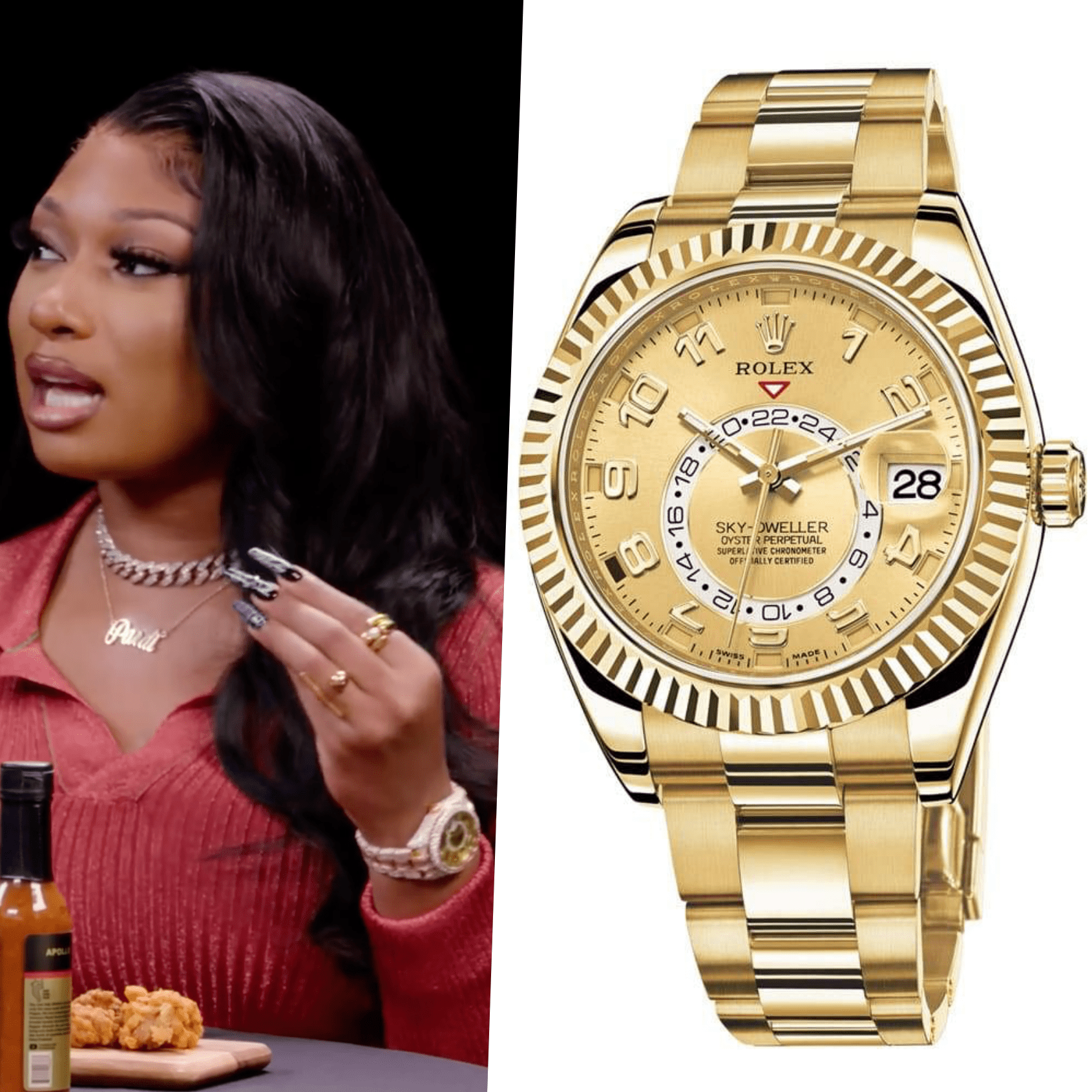 Megan Thee Stallion rocks iced out Rolex on Hot Ones