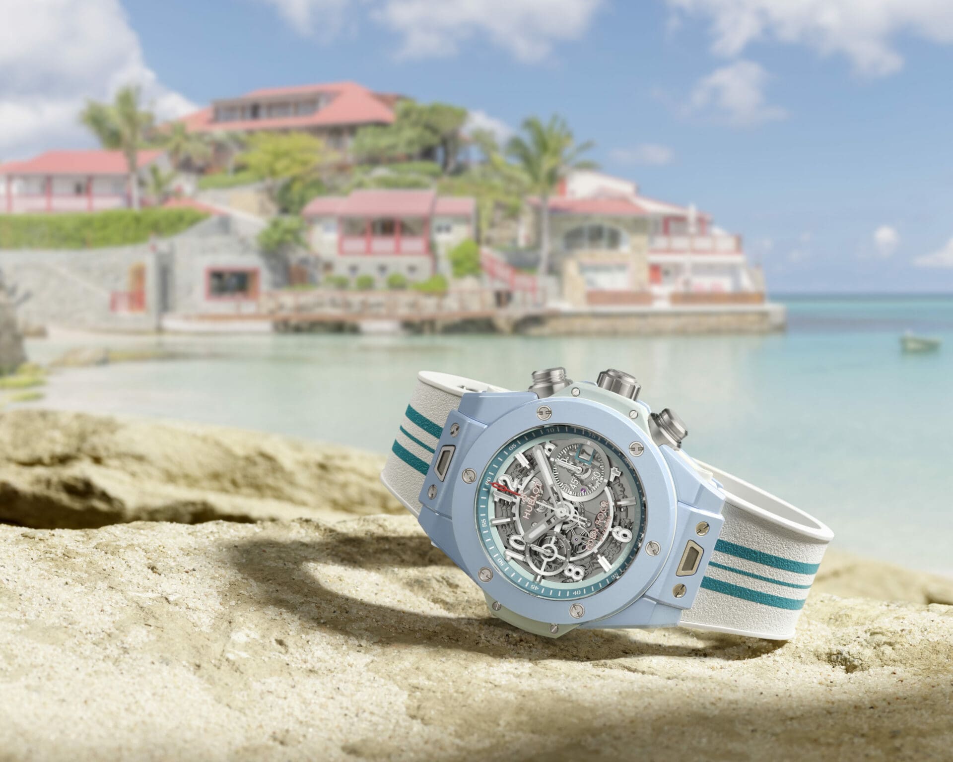 INTRODUCING: The Hublot Big Bang Unico Eden Rock St Barths is an even more limited twist on the Unico Sky Blue