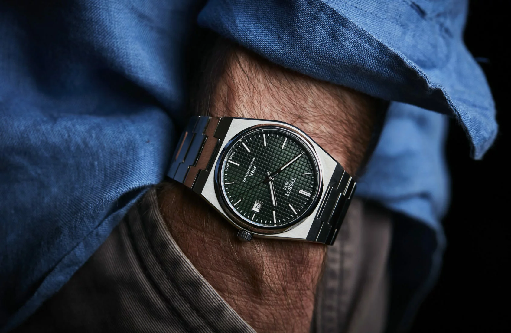 The Tissot PRX Powermatic 80 green offers a fresh take on this top