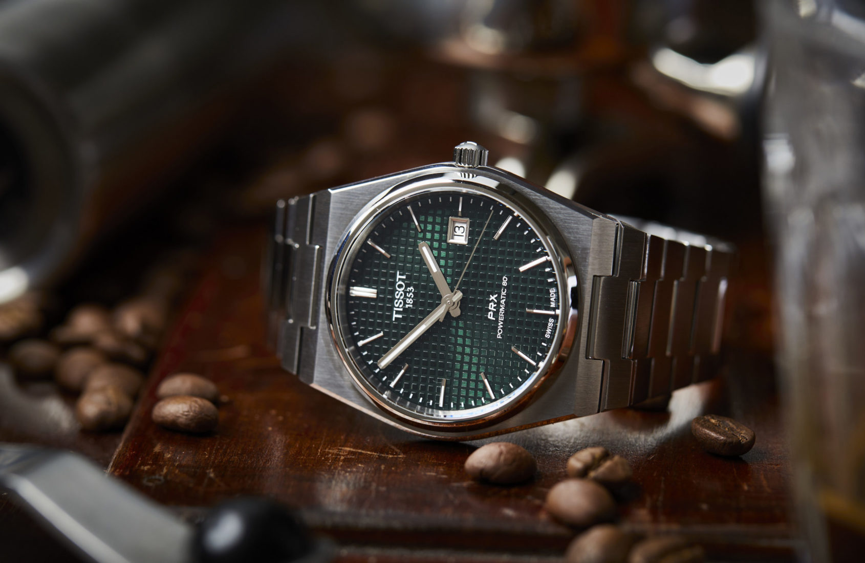 The Tissot PRX Powermatic 80 green offers a fresh take on this top