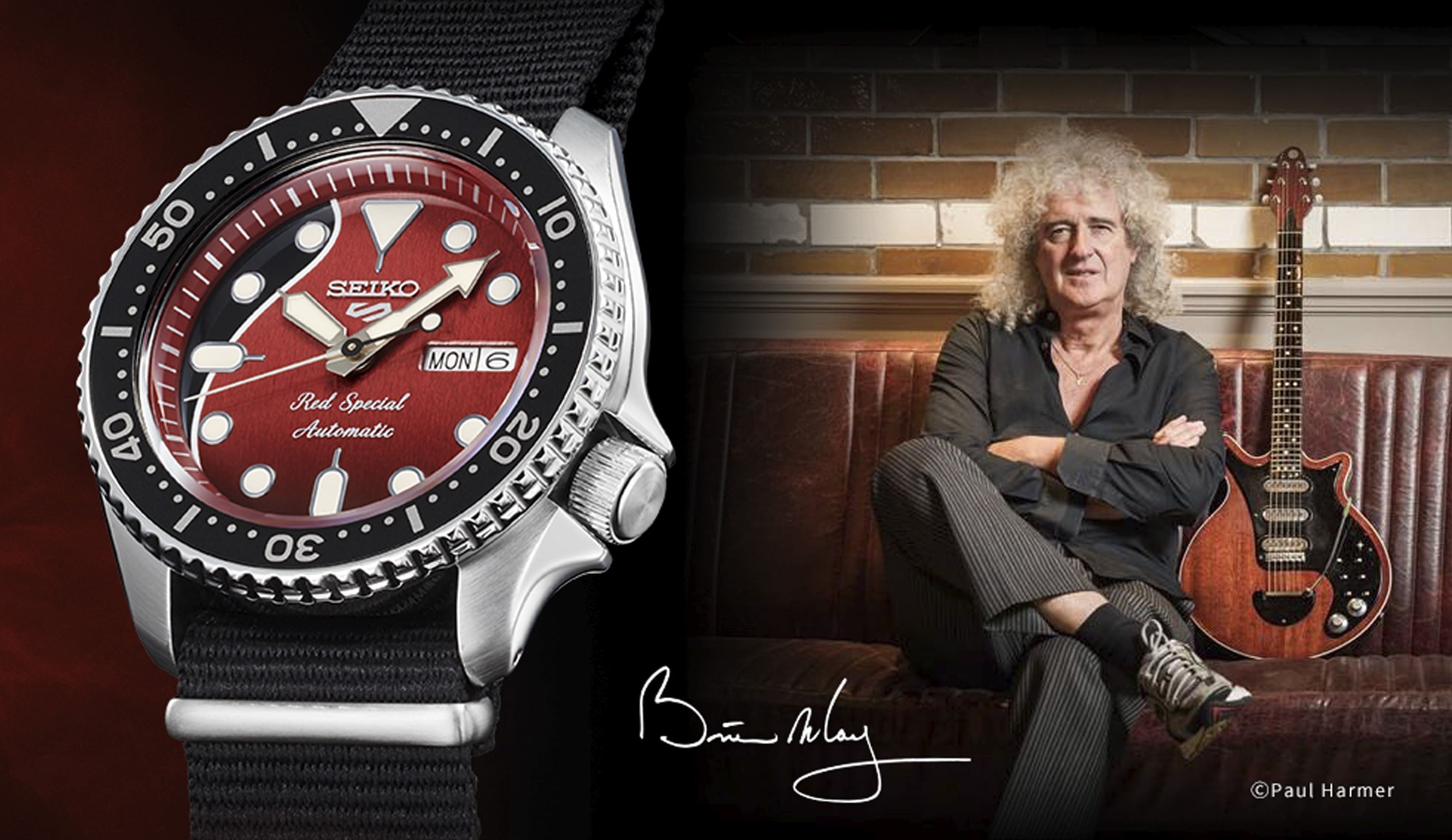 Seiko 5 Sports watch red special by Brian May.