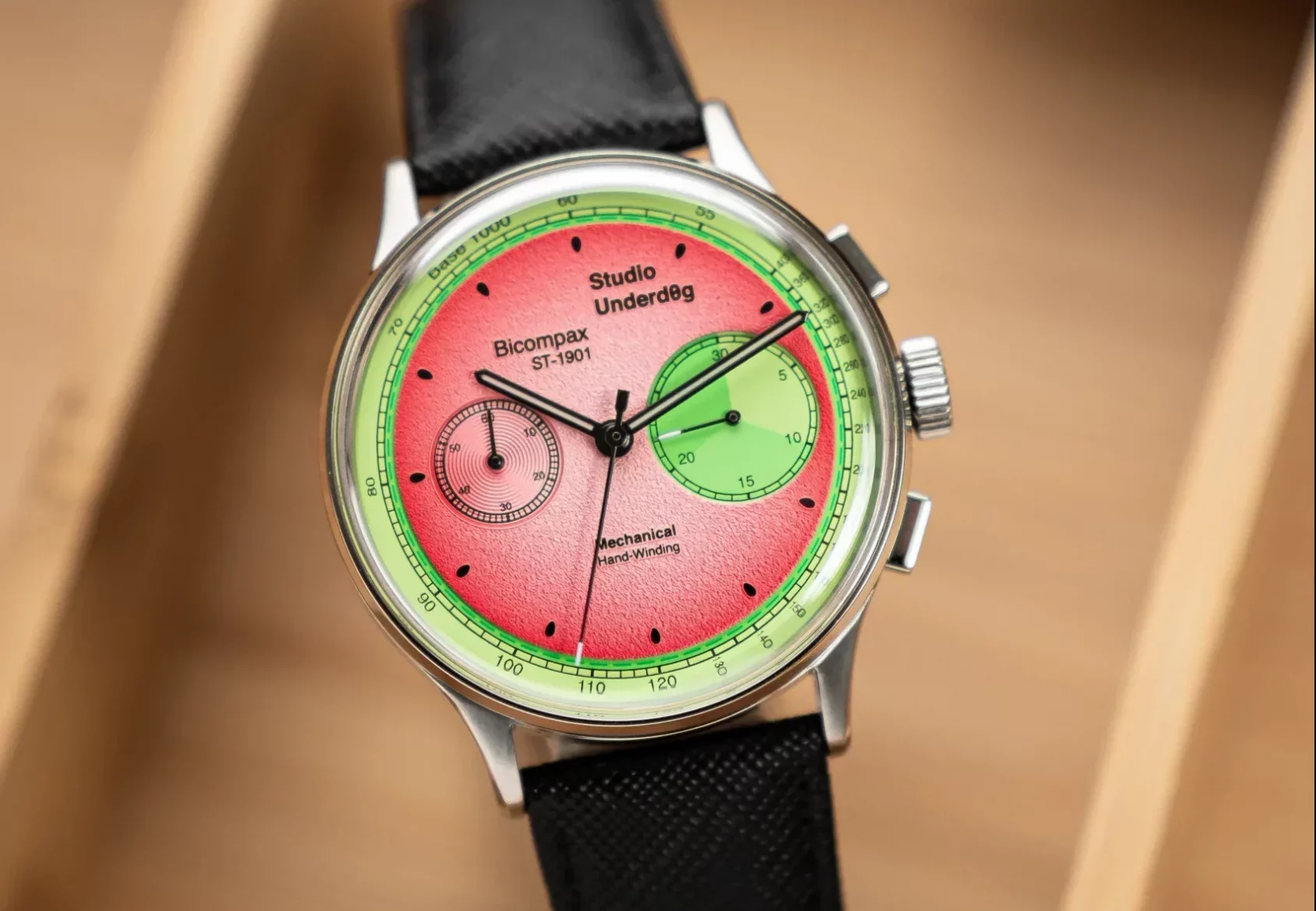 green dial watch pair