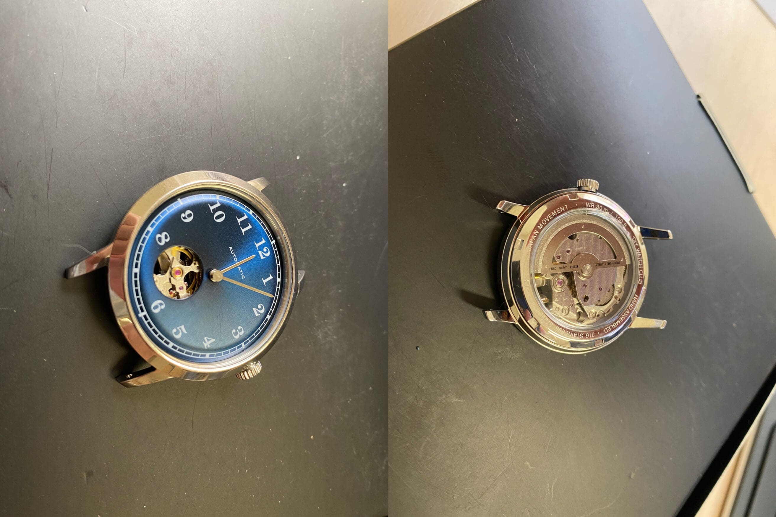 DIY Watch kit with movement and dial in case.