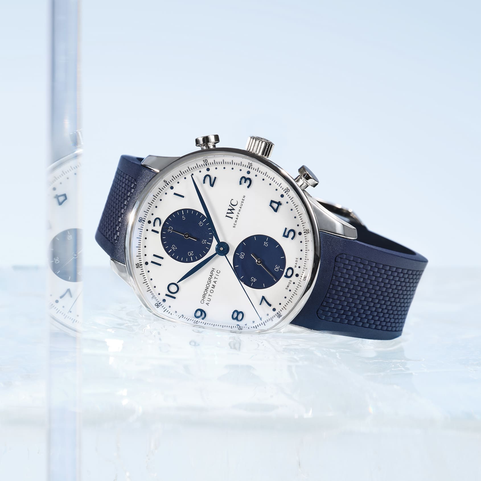 INTRODUCING: The IWC Portugeiser Automatic and Chronograph in white and blue