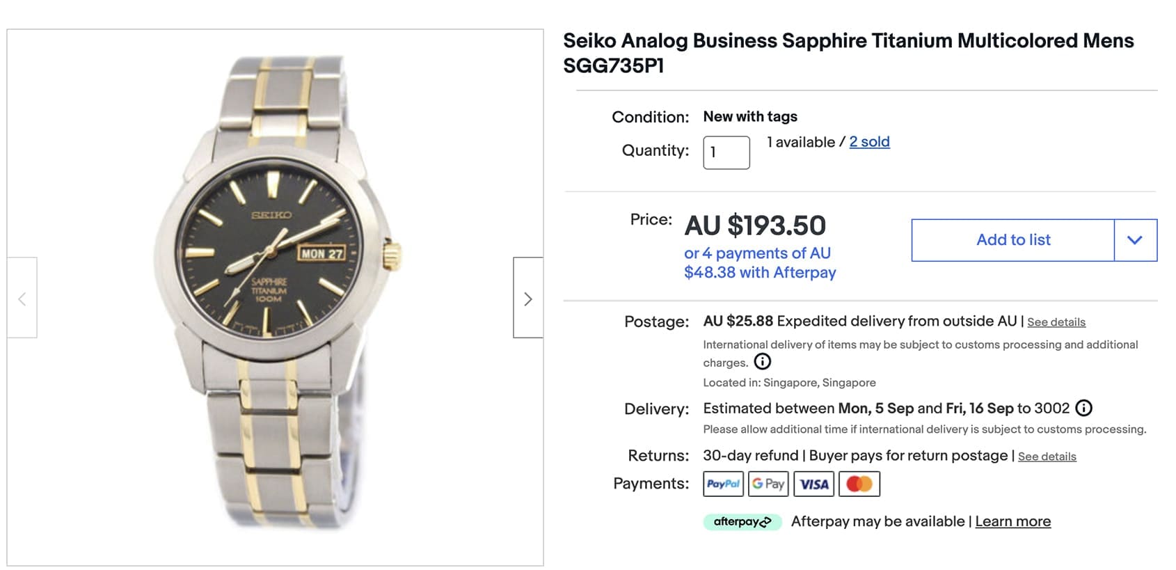 Seiko 2024 watches afterpay