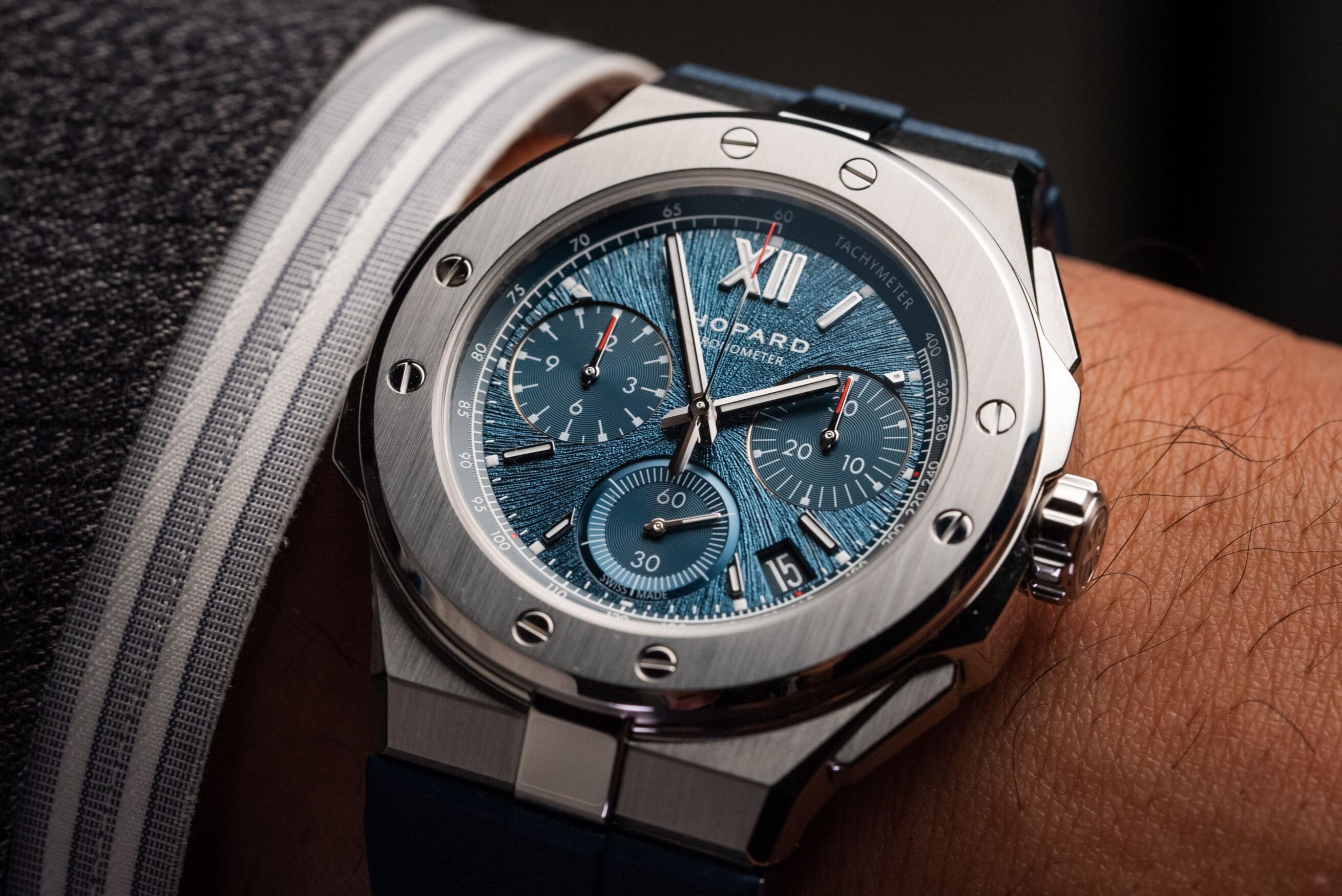 The Chopard Alpine Eagle Chrono is more eye-catching than ever on an integrated rubber strap