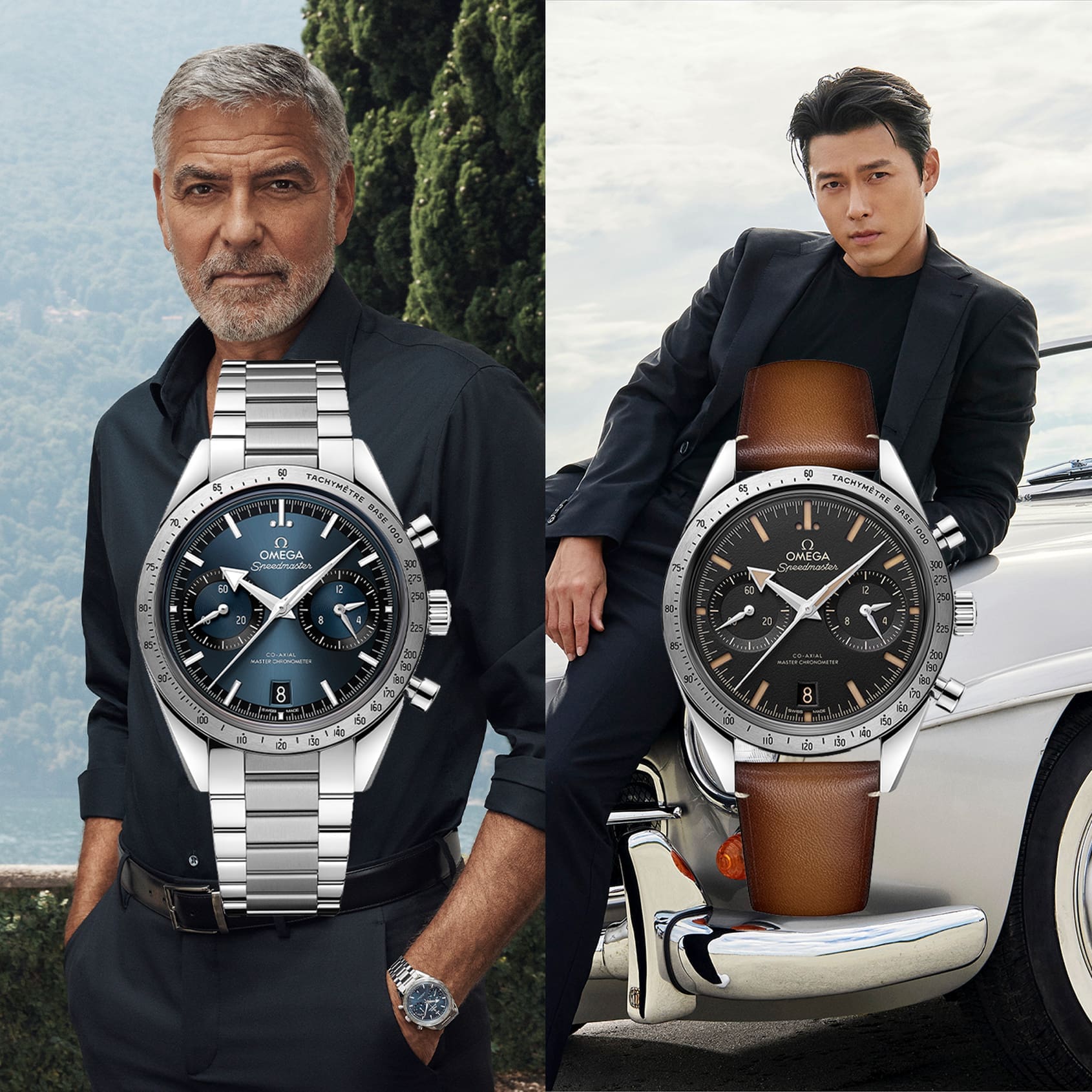 George Clooney and Hyun Bin showcase the Omega Speedmaster ’57