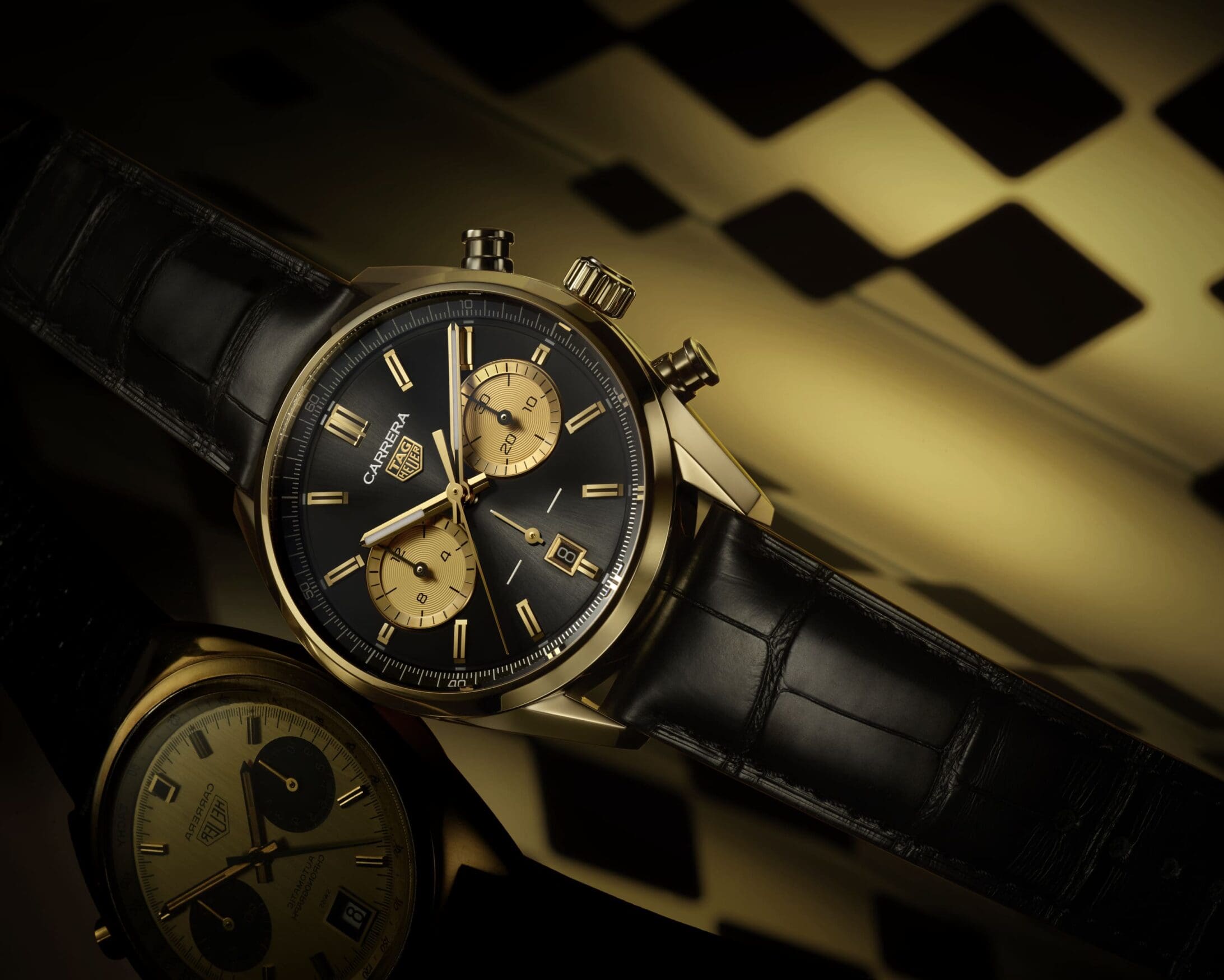 The new TAG Heuer Carrera in yellow gold is a gentleman’s racing chrono