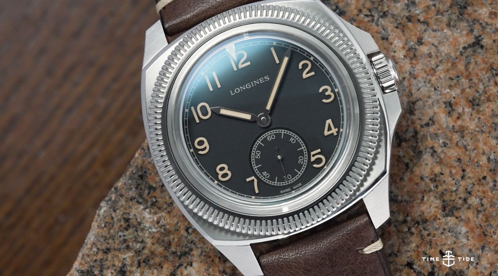 The Longines Pilot Majetek is a wrist-mounted flight instrument with a storied past
