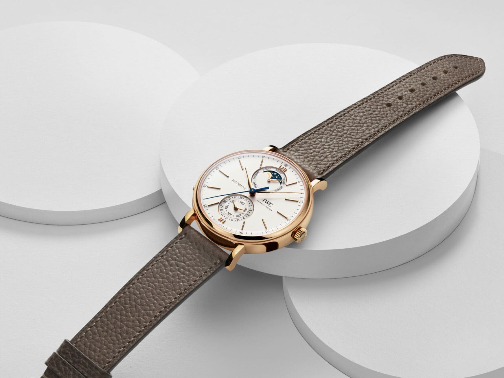 The IWC Portofino Complete Calendar features an exciting brand first