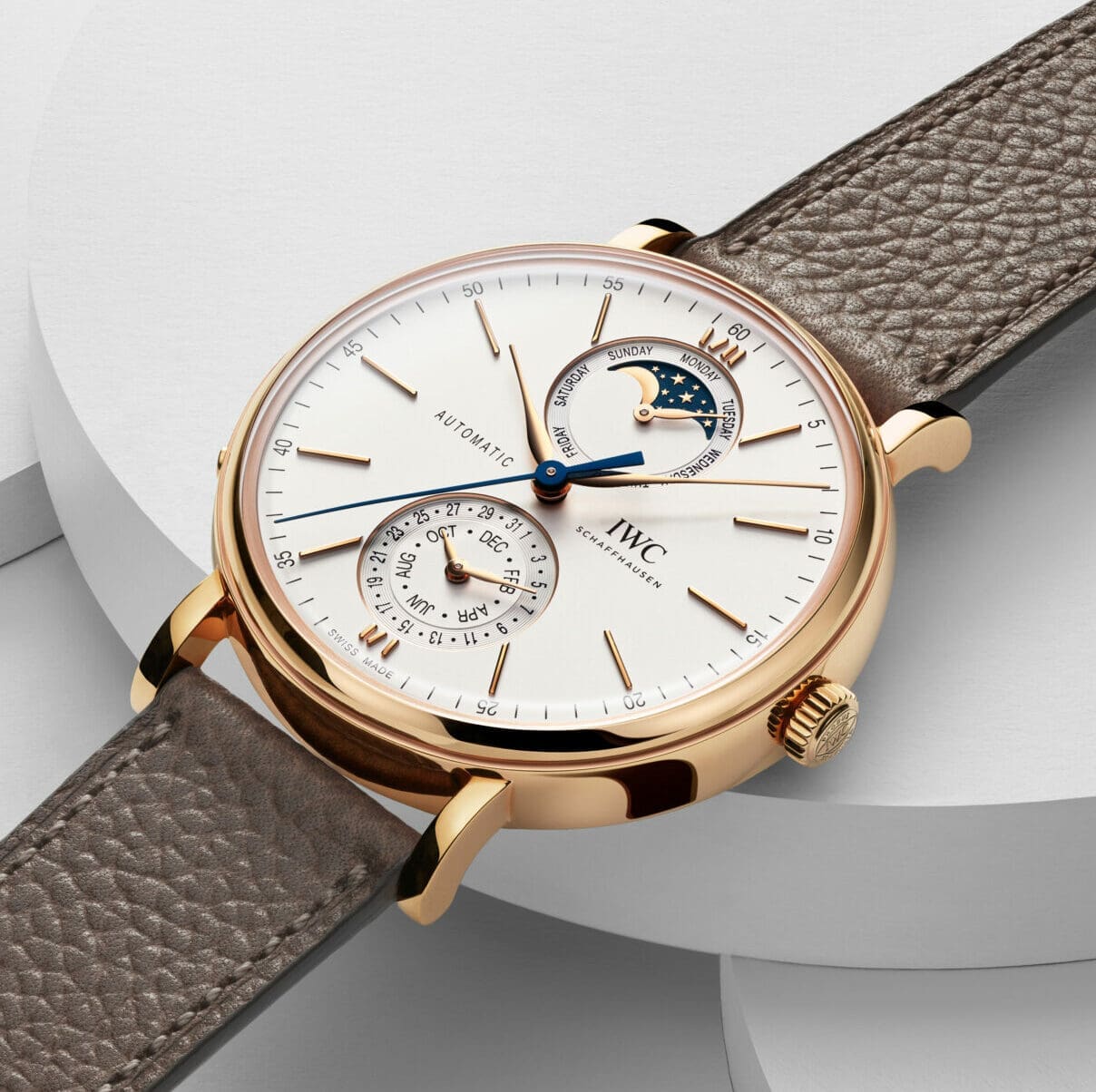 The IWC Portofino Complete Calendar features an exciting brand first